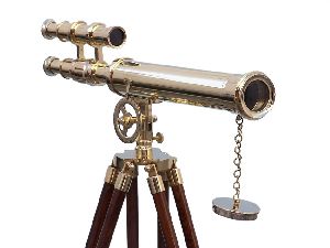 Brass Double Barrel Telescope Tripod