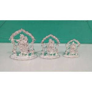 Silver God Radha Krishna Statue