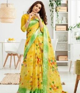 Big Border Linen Saree