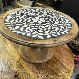 Mother of Pearl Wood Cake Stand