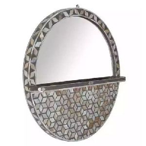 Mother Of Pearl Round Mirror Frame
