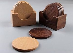 Wooden Coaster Set With Holder