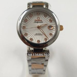 Omega Deville Ladymatic White Dial Dual Tone Womens Watch