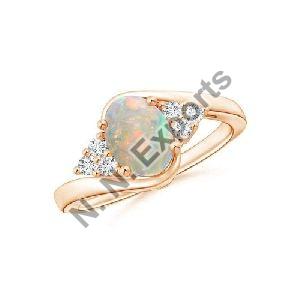 925 Sterling Silver Ethiopian Opal and Zircon Ring