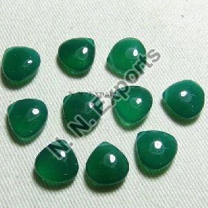 Green Onyx Cabochon Cut Heart Gemstone