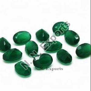 Green Onyx Faceted Oval Gemstone