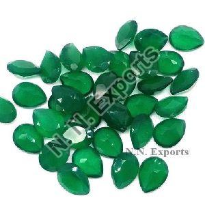 Green Onyx Faceted Pear Gemstone
