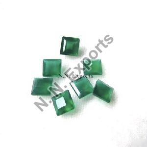 Green Onyx Faceted Square Gemstone