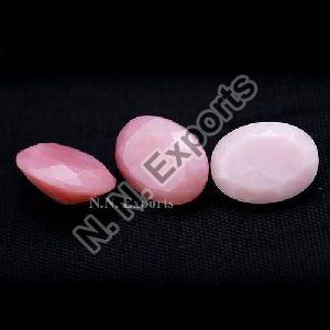 Pink Opal Faceted Oval Gemstone
