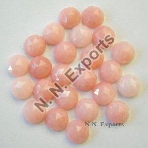 Pink Opal Rose Cut Round Gemstone