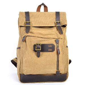 Mens Cotton Canvas Travel Rucksack Backpack Bag