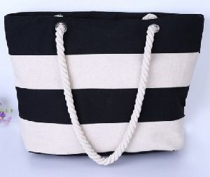 Rope Handle Canvas Strap Tote Bag