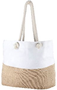 Rope Handle Jute Canvas Tote Bag