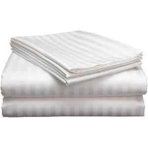 Satin Stripe white bedsheet for HOTEL