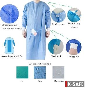 KSAFE Blue Unisex Gown For Hospital and Clinical Use AAMI Level 3