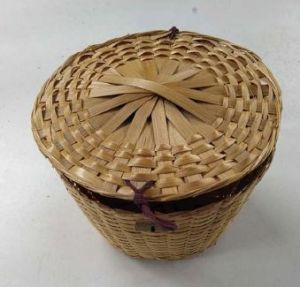 Bamboo Plain Storage Basket with Lid