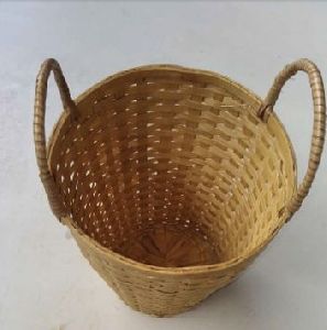 Cylinder Shape Bamboo Basket Planter with Handle