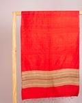 Beige Red Plain Pure Tussar Silk Dupatta