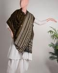 Handwoven Mirror Work Pure Marino Wool Shawl