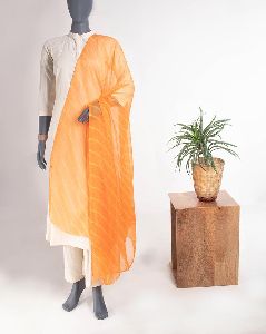 Orange Leheriya Hand Tie and Dye Viscose Chiffon Dupatta