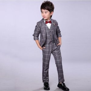 Three Piece Check Kids Suit