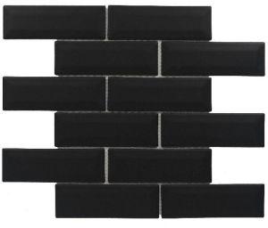 Brick Offset Matt Black Mosaic Tiles