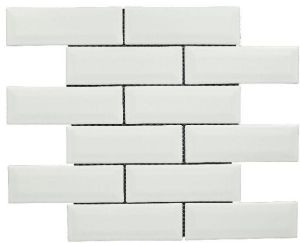 Brick Offset Matt White Mosaic Tiles