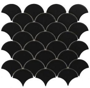 Fish Scale Matt Black Mosaic Tiles