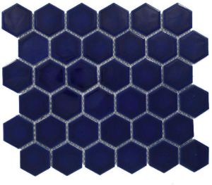 Hexagon Glossy Blue Mosaic Tiles