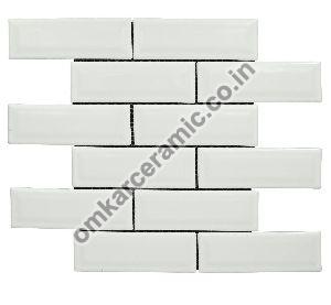 Brick Offset Glossy White Mosaic Tiles