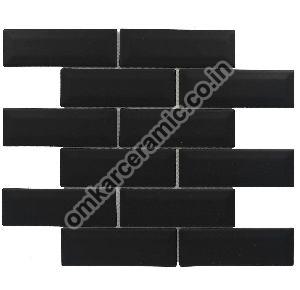 Brick Offset Matt Black Mosaic Tiles