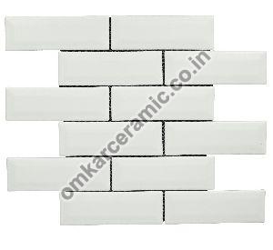 Brick Offset Matt White Mosaic Tiles
