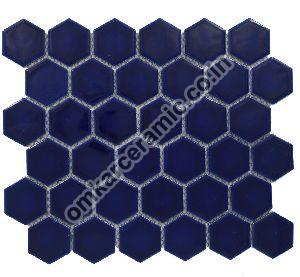 Hexagon Glossy Blue Mosaic Tiles