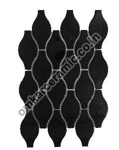Lantern Glossy Black Mosaic Tiles