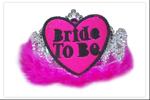 hippity hop bride to be party feather pink hair band crown