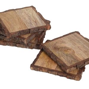WOODEN BARK COASTER SQUAR SHAPE MADE WITH PURE NATURAL WOODEN