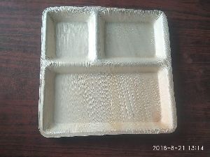 9.5 Inch Rectangular 3 Partition Plate of Arecaleaf