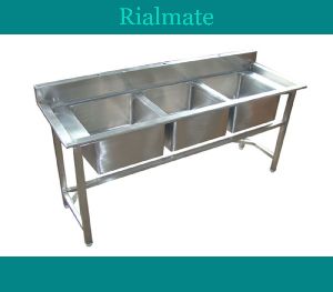 Stainless Steel Three Sink Unit Table