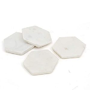 Hexagon White Marble Coaster