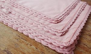 Linen Handkerchief with Lace Border