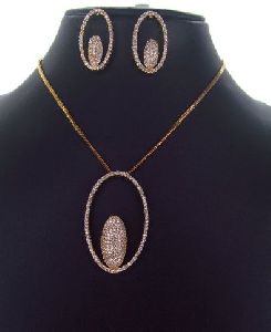 gold cz pendant set