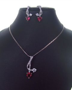 Heart Shaped Cz Pendant Set