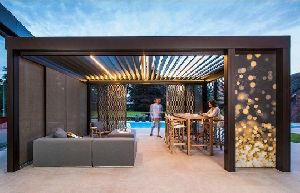 Mild Steel Pergola with Louvers and Screens