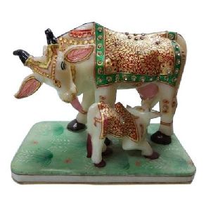 Marble Cow And Calf Statue