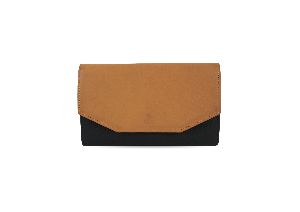 Black / Tan Leather Women Wallet