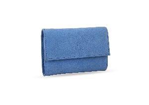 Leather WOMENS TRIFOLD WALLET BLUE