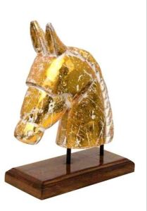 Antique Horse Head Wooden Statue