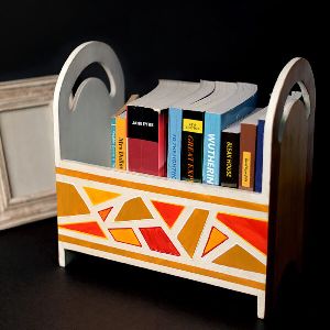 Geometric Hand Painted Magazine Holder