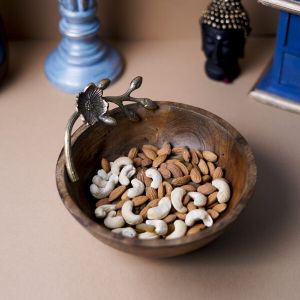 Wooden Bowl with Brass handle