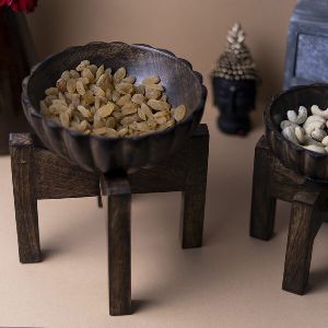 Wooden Bowl With Stand